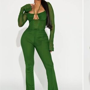 Emerald Green Flare Jumpsuit